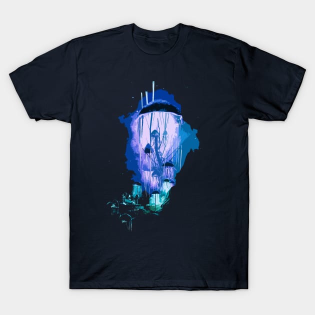 Glowing Mushrooms T-Shirt by chuckfinleyart